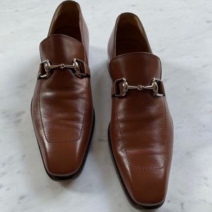 Men's Brown Gucci Loafers with Silver Buckle